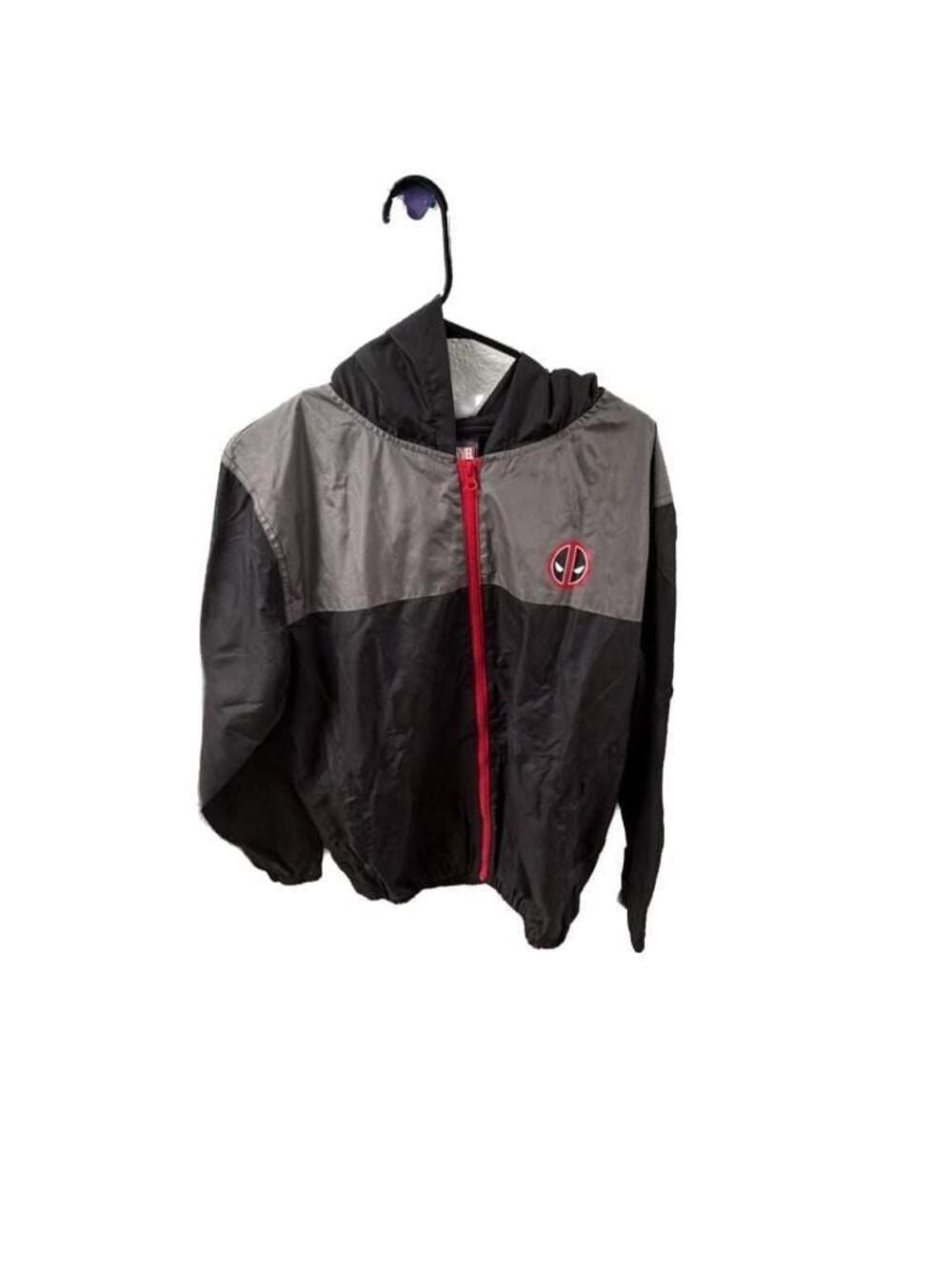 Marvel Deadpool Logo Hooded Windbreaker Full Zip Jacket